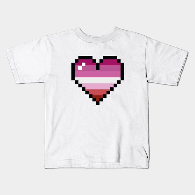 Lesbian 8 bit heart Kids T-Shirt by MandyDesigns